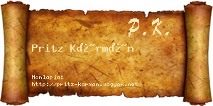 Pritz Kármán névjegykártya